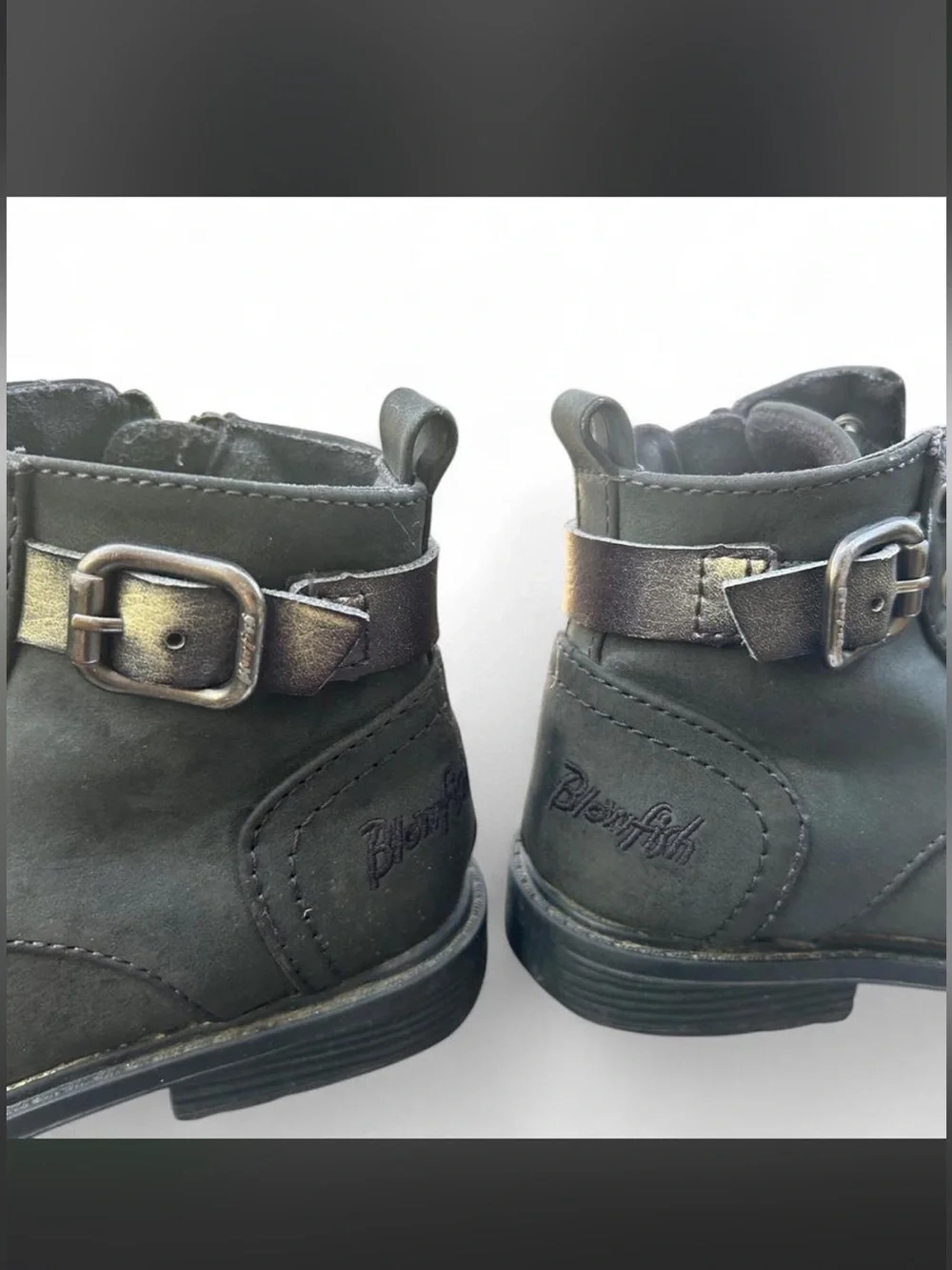 Kids Black Lace-Up Ankle Boots with Buckle Accent - Youth